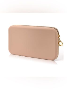 Silicone Zip Makeup Brush & Makeup Case / Bag, Pink / Beige/ Taupe